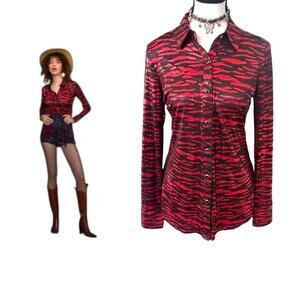 Vintage ROPER Western Zebra Print Rodeo Cowgirl Top Small/Medium